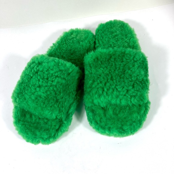 Bottega Veneta Genuine Shearling Slide Sandal Green Size 39 EU - Picture 11 of 17